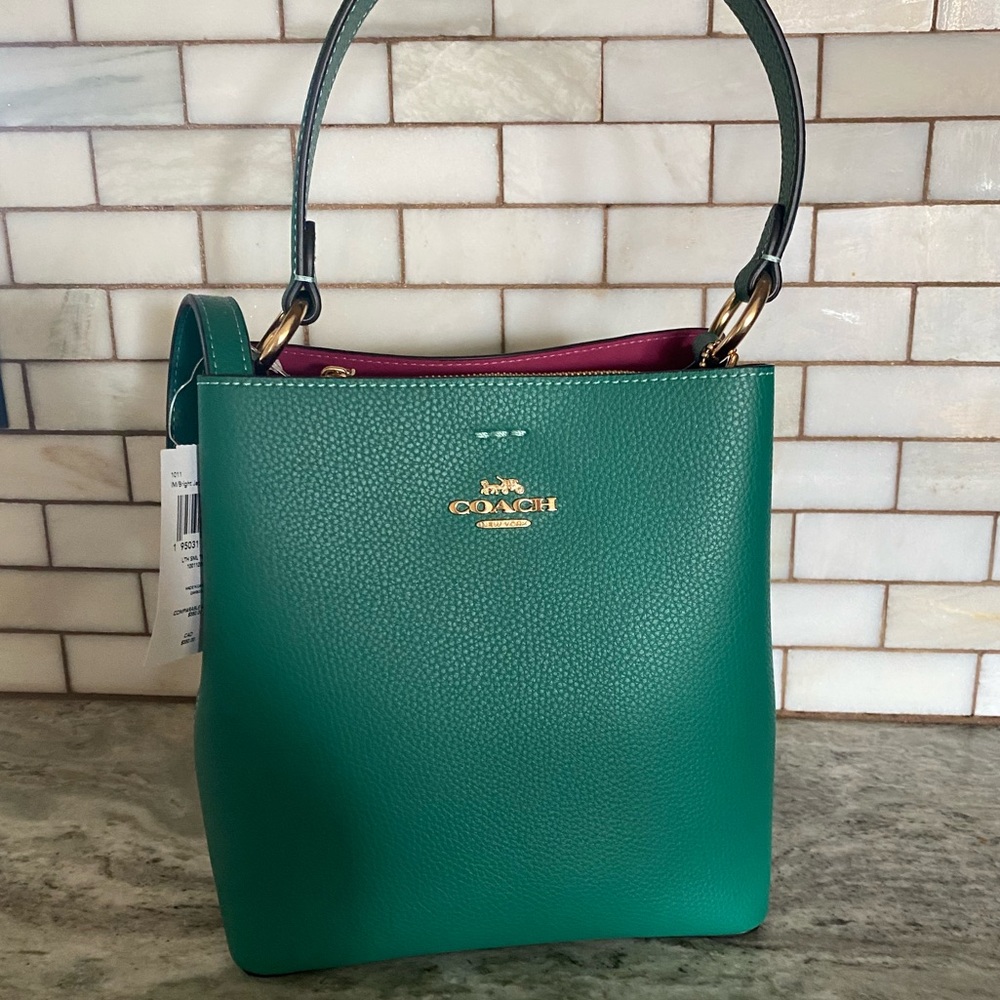 Authentic Coach leather small twin bucket bag